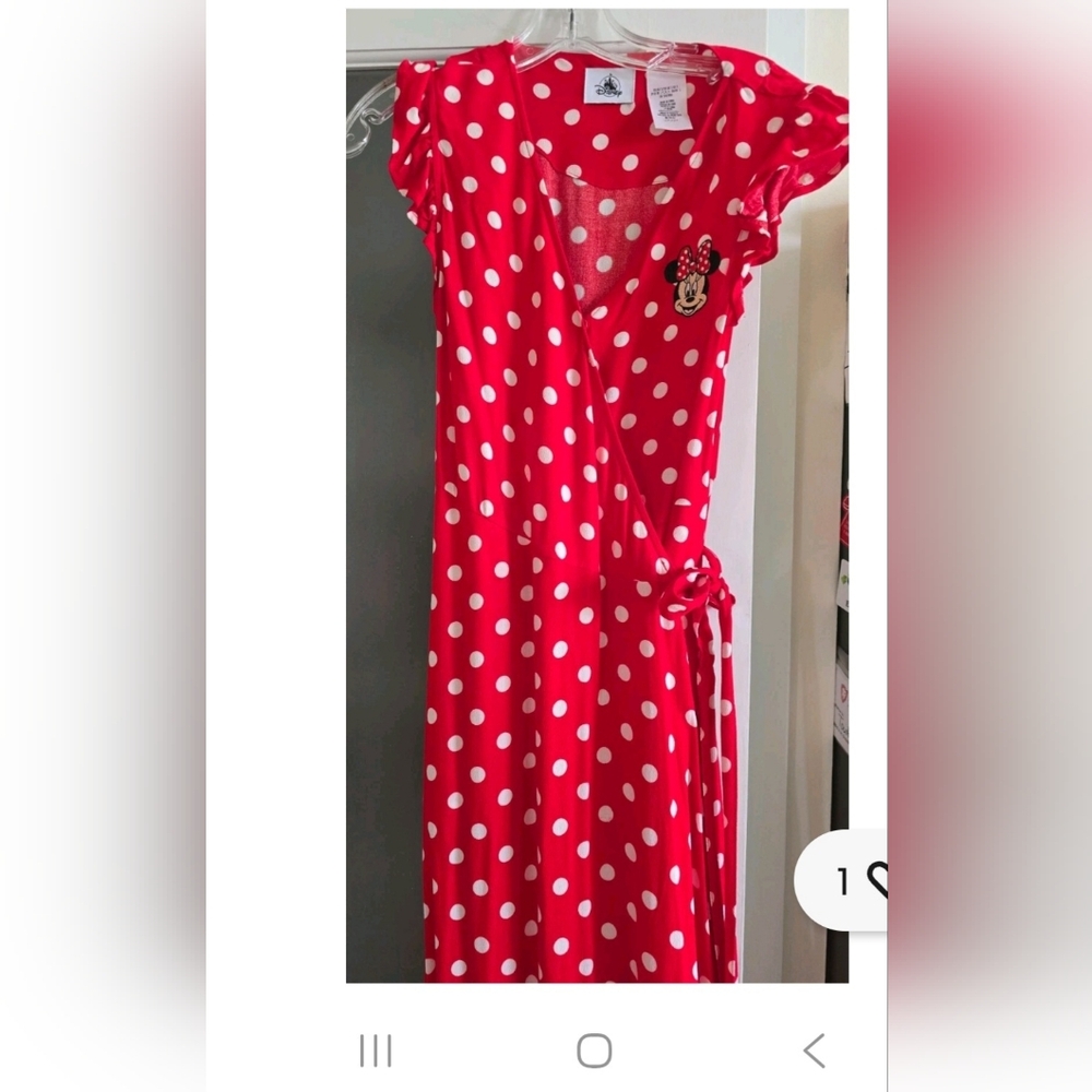 Disney Minnie Mouse Polka Dot Midi-Wrap Dress,Adjustable ties at waist. Small - Picture 5 of 8